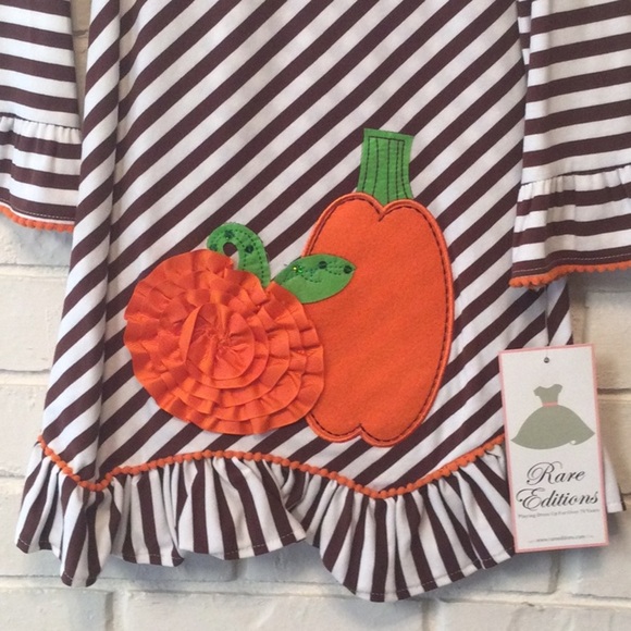 Rare Editions Girls Fall Pumpkin Thanksgiving Dress NWT - Picture 2 of 3